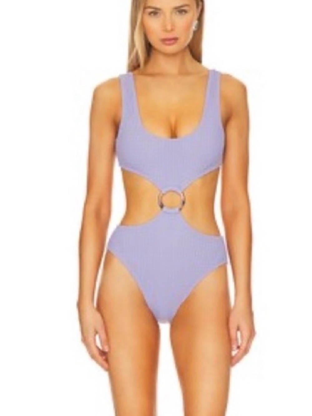 Montce Lilac Crochet-Trim One-Piece Swimsuit with marching Sarong